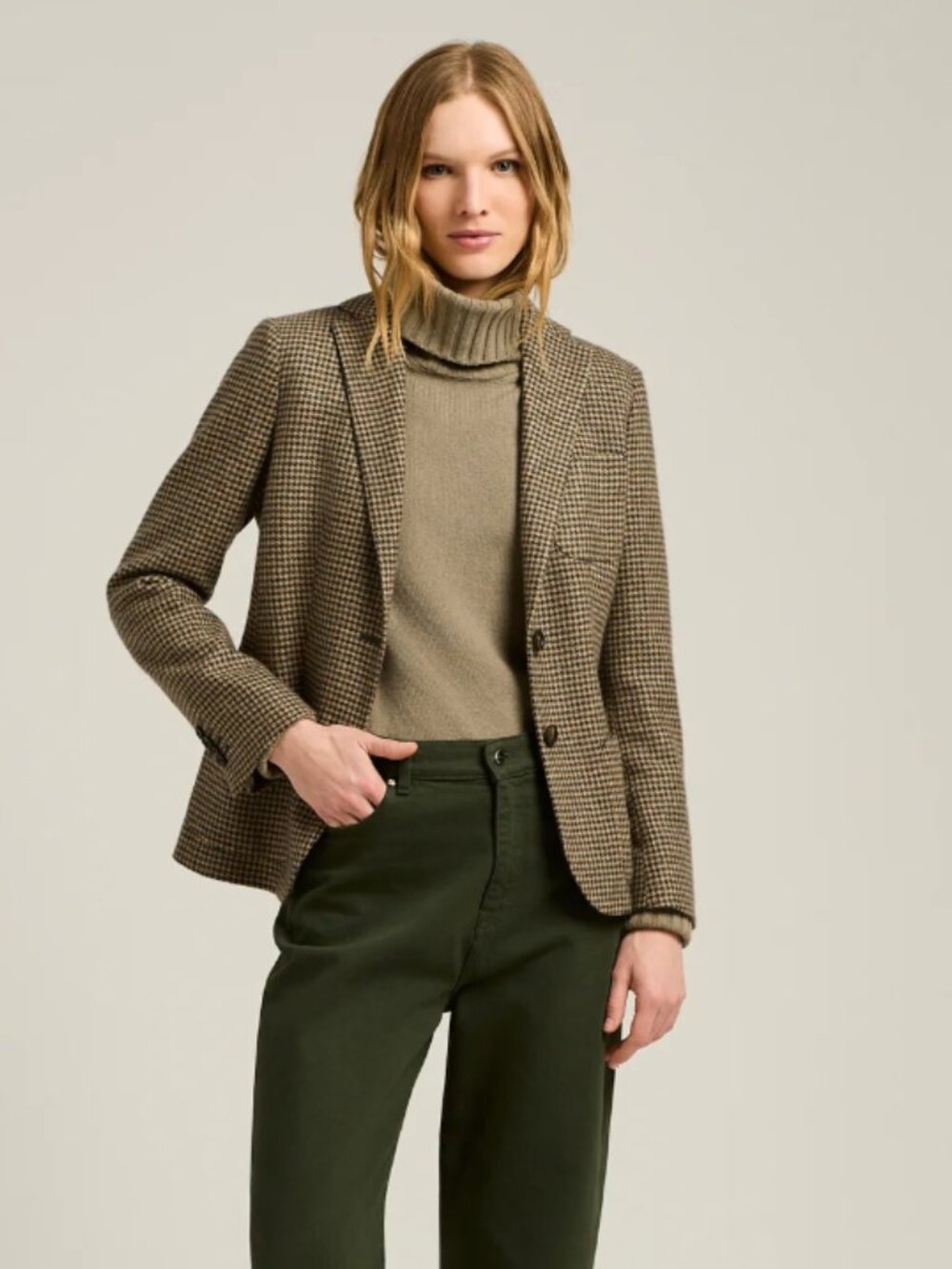 Cacharel  Wool Plaid Print Blazer  Green | Size: XS academia preppy vintage